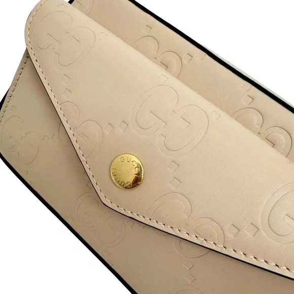 GUCCI Gilbert Calfskin Leather Mini Envelope Beige Crossbody Bag NIB 781554 - Picture 3 of 15